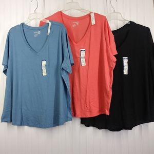 NWT BUNDLE Terra & Sky Women's Plus Size 3X V-neck T-shirts